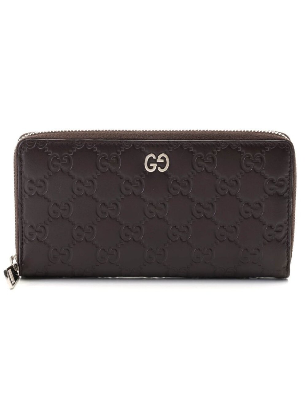 Gucci Guccissima Round Wallet Dark Brown Leather